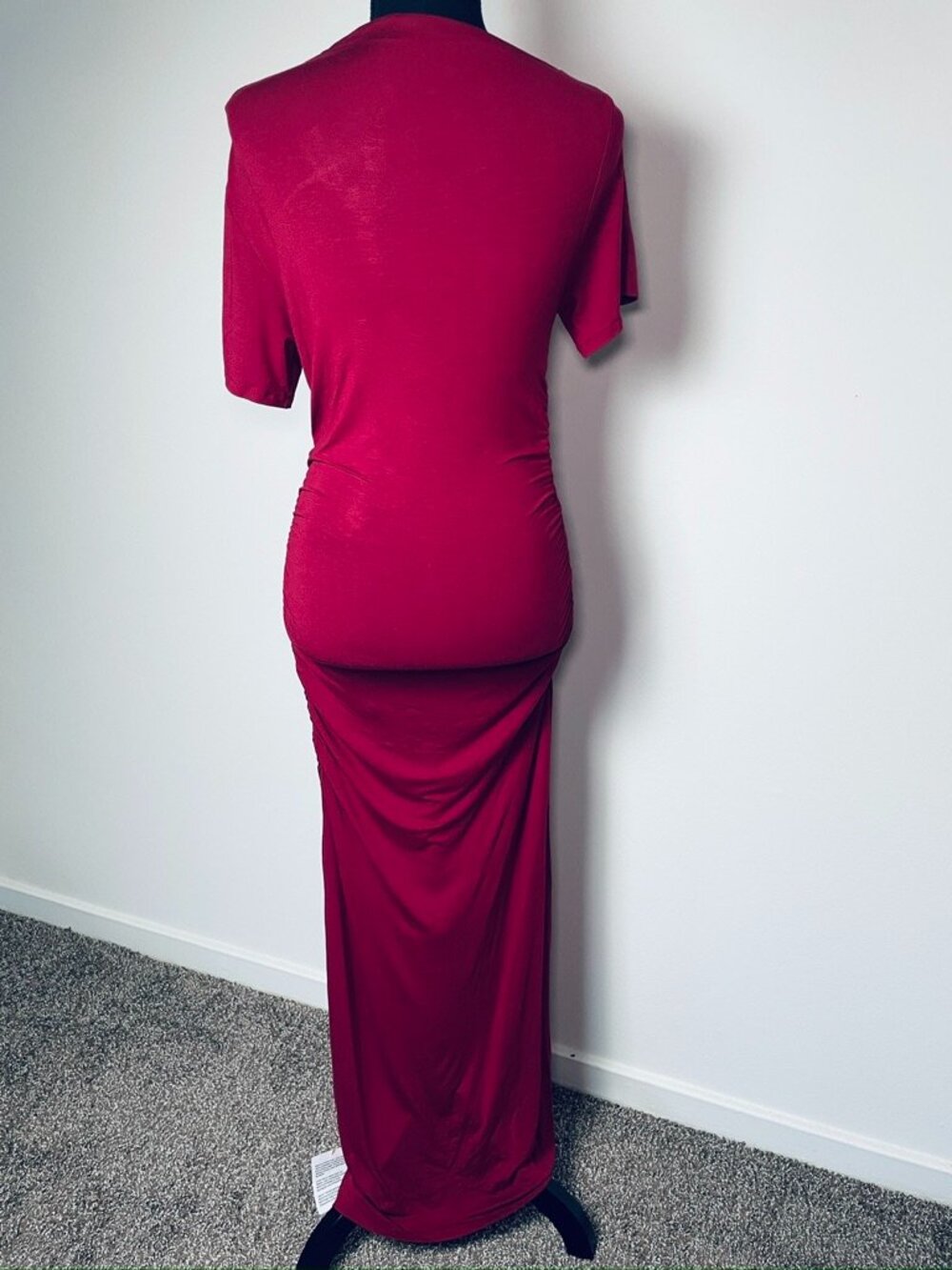 NWT ASOS Design Raspberry Red Ruched Draped Maxi Dress US 6 - Picture 2 of 9